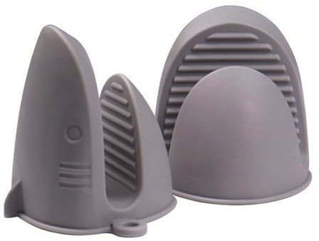 Guantes de silicona para horno, agarraderas, resistentes al calor, antideslizantes, impermeables, mini guantes de horno, perfectos para cocinar, hornear y asar (gris)