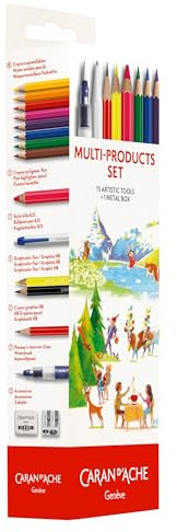 Caran d'Ache Swisscolor 3000.416 Multi-Product Set 16 Pieces in Metal Box