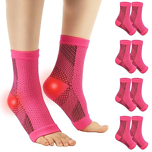 4 Paar Kompressionssocken Sprunggelenkbandage Professionelle Knöchelbandage für Damen Männer Bandage Fußgelenk für Plantarfasziitis Achillessehne Neuropathie