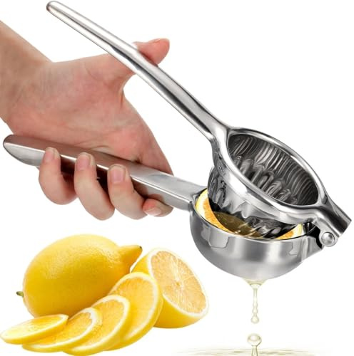OVOS Citrus Juicer Lemon Press Squeezer Made from Unbreakable 18/8 Stainless Steel Manual Orange Lemon and Lime Juice Fruit Squeezer for Maximal BPA Free and Dishwasher Safe (Silver)