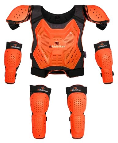 Kids Dirt Bike Gear Chest Protector Motocross Gear, Youth Motorcycle Riding Gear Armor Vest Suit with Knee Guards Elbow Pads for Cycling Skiing MTB ATV