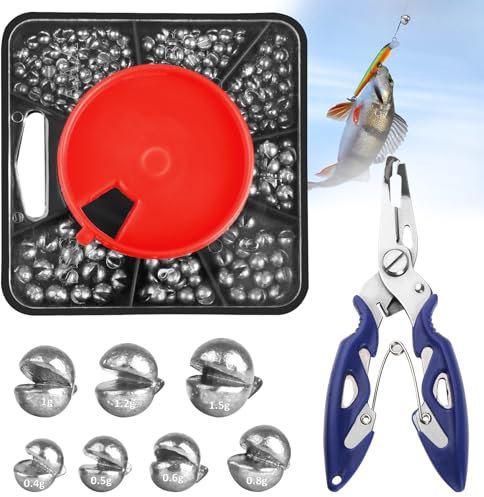 160Pcs Fishing Weights Shot, 7 Sizes Split Shot Fishing Weights Mixed with Pliers and Compartment Box, Soft Metal Alloy Fishing Shot, Non Toxic Fishing Split Shot for Carp Saltwater Freshwater