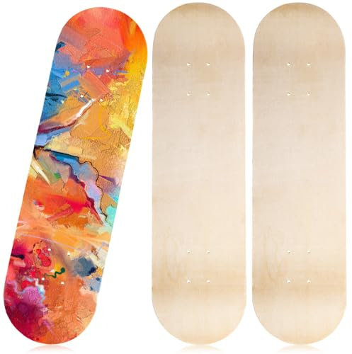 Honoson 6 Pack Blank Skateboard Decks Bulk for Painting 28 x 8 Inch 7-Layer Maple Double Tail Plain Skateboard Decks for Replacement and Art Painting Home Decoration
