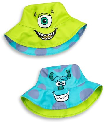 Disney Monsters Inc vändbar hinkhatt för barn | Grön med Mike Wazowski och blå med Sulley's Face | Casual solskyddstillbehör | unisex karaktär hatt, Flerfärgad, one size
