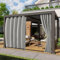 2er Set Outdoor Vorhang Wetterfest, Breit B180xH243cm Windschutz Outdoorvorhänge mit ösen Oben und Zugring unten, Große Größe Outdoor Gardinen Sonnenschutz für Balkon Pergola Terrasse (Hellgrau)