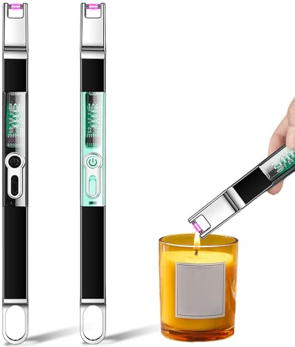 Set di 2 accendini ad arco elettrici, ricaricabili USB, antivento, senza fiamma, per barbecue, cucina, camino, fornello a gas, campeggio, accendino a asta per candele