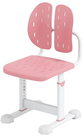 LIFEZEAL Sedia Scrivania Cameretta, Sedia Bambini 3+Anni, con Doppio Schienale Adattivo, Poltrona Ergonomica, Chair, Altezza Regolabile, per Studiare, Scuola, Max100 kg, 36x42x68-76cm (rosa)