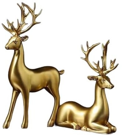 Milageto 2 estatuas de Reno, artesanías, Regalos, Figuras Modernas de Ciervo, esculturas para Amantes de los Ciervos, para Dormitorio, Escritorio, estantería,