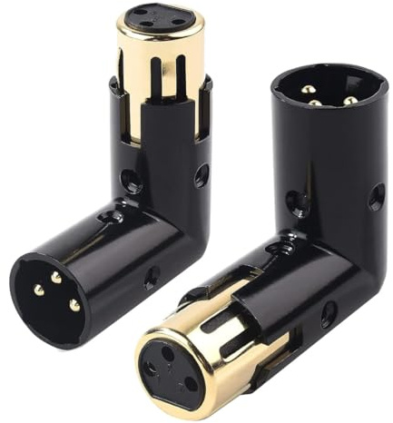 Lafeier 2 st ljudadapterkontakt justerbar hane till hona höger vinkel XLR 3 stift svart (XLR 90 graders adapter)