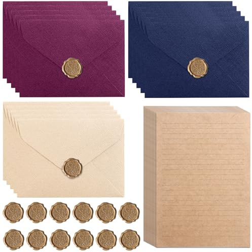 50 Stück Vintage Briefpapier mit Umschlag Set für Einladung, Grußkarten
