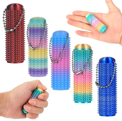 5 Piezas Llaveros Fidget Toys Adultos, Llaveros Antiestrés, Llavero Antiestrés con Pinchos agarre de pinchos impreso en 3D, juguetes sensoriales