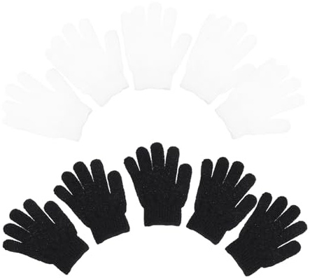 STOBAZA Guantes Exfoliantes de Baño de Poliéster 10 Piezas para Ducha Corporal Cinco Dedos, Limpieza Profunda y Piel Renovada y Vitalizada
