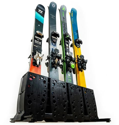 StoreYourBoard Porte-skis, 4 paires de skis autoportants au sol, (Skis larges)
