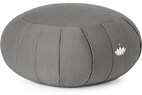Lotuscrafts Zafu Meditationskissen Yogakissen Zen - Sitzhöhe 15cm - Yoga Zafukissen mit Dinkelfüllung - Waschbarer Bezug aus Bio-Baumwolle - GOTS Zertifiziert - Mit Bestickung