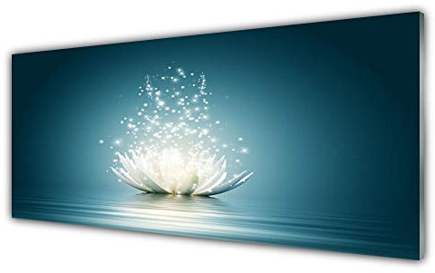 Tulup Impression sur Verre de 125x50 cm - Image - Tableau - Photo décorative panoramique - Floral Fleur De Lotus