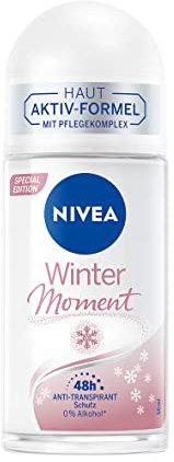 NIVEA Winter Moment Deo Roll-On, erfrischendes Antitranspirant mit 48h Anti-Transpirant-Schutz, Deodorant ohne Alkohol mit sanftem Winterduft und Kaolinpuder (50 ml)