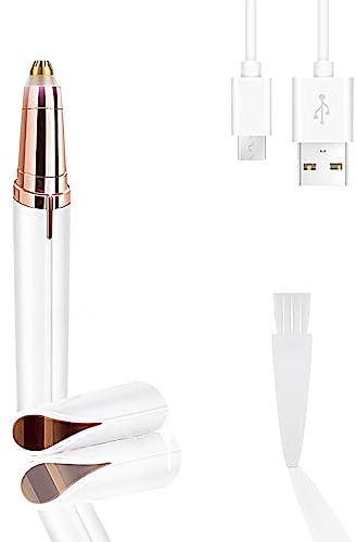 LiXiongBao USB Rechargeable Portable Electric Eyebrow Trimmer Pen for wemen,Eyebrow Hair Remover for face Fingers Legs Mouth, Safe Eyebrow Shaver Razor Tool Painless Precision(White)