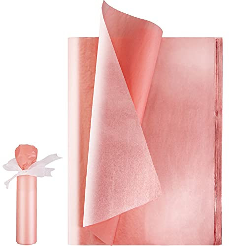 Larcenciel Seidenpapier, 100 Blatt Rosegold Seidenpapier Metallic Geschenkpapier Geschenkverpackung Papier Geschenk Verpackungsmaterial für Hochzeit, Geburtstag, Party, DIY Craft (50 x 35 cm)