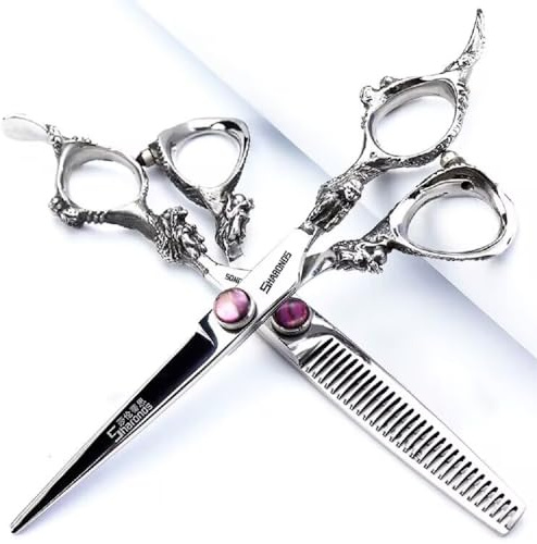 17,5 cm Argento Professionale Taglio Dei Capelli Forbici Assottigliamento Kit Giapponese Parrucchiere Forbici Barbiere Parrucchiere Forbici per Uomini o Donne
