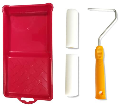 Quercos. Kit Rodillo de Espuma Pintar de 11cm - 2 Recambio Rodillo Pintura para Esmalte con Bandeja - Indicado para Pintar Metal o Madera-Rodillo Pintura Pequeño – Rodillo para Pintar
