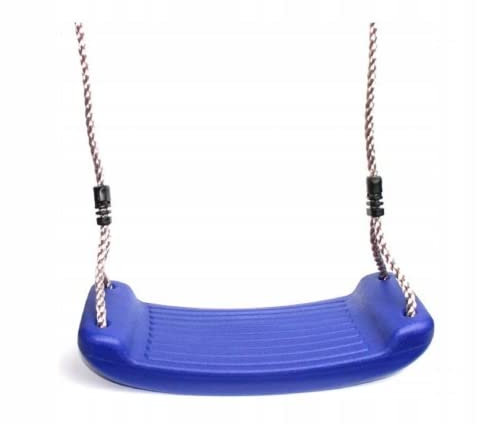 CHILDRENS PLASTIC SWING SEAT FOR KIDS CLIMBING FRAME DIY PLAYGROUND TREE HOUSE WITH ADJUSTABLE ROPES FOR SWING FRAME HANG ON TREE * FROM HAPPY PLAYGROUNDS (Blue Swing)