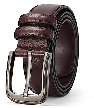 TEAMMAO Ceinture Homme Cuir Ceintures Noir Grande Taille 110CM-200CM Affaires Jeans Pantalon de Travail Ceinture 3,8CM de Large avec Boîte Cadeau.(Marron,Taille 125-130cm(Longueur ceinture 150cm))