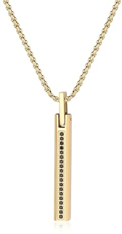 COAI Collier Acier Inoxydable Homme, Collier Chaîne Plaqué Or, Pendentif Barre pour Lui/Mari/Père 50cm