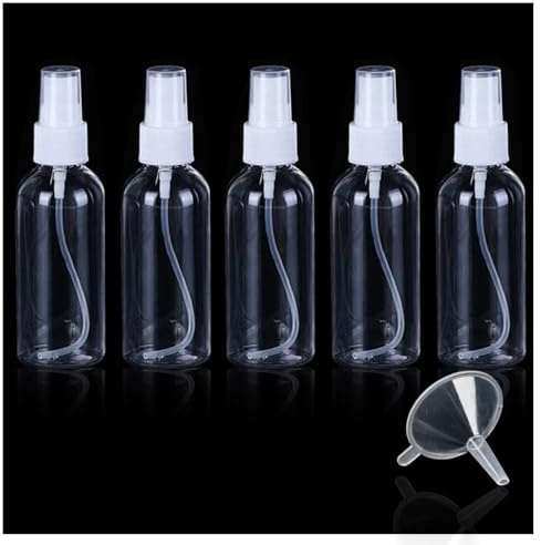 Fin sprayflaskor, 5-pack 100 ml genomskinliga resesprayflaskor i plast