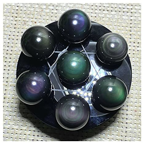 BIANMTSW Boule de Cristal de Quartz d'obsidienne colorée d'étoile Naturelle de rangée de Sept étoiles avec la Plaque Collections de la Maison