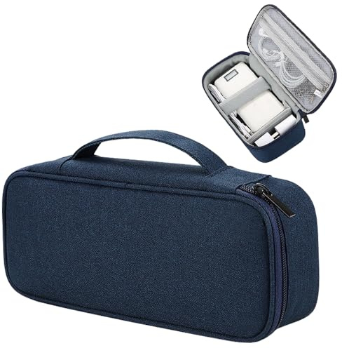 Teskyer Travel Tech Pouch, bärbar kabelorganiseringsväska, elektroniktillbehör reseorganisatör fodral för kabelladdare hörlurar powerbank hårddisk, marinblå, 25 x 12 x 6.5 cm
