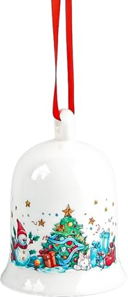badaren Campana de Navidad Porcelana 2025, Campana de Navidad, Decoración Navideña Colección Series, Decoración para Árbol Ø 7 cm (H)