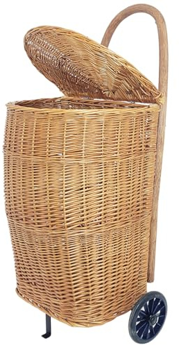 Carro de transporte de madera con ruedas y tapa para leña, jardín y chimenea