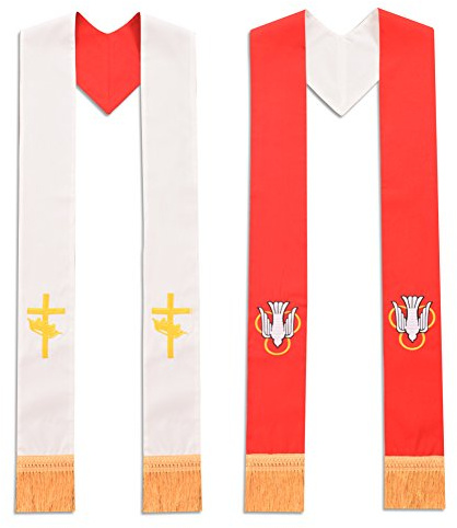 BLESSUME Priest Reversible Stole Red and White