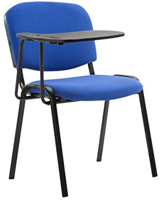 CLP Chaise Visiteur Ken Tissu et Tablette Rabattable I Chaise Salle de Conférence Stable Confortable Dossier, Couleur:Bleu