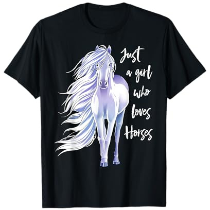 Horse Just a Girl Who Loves Horseback Riding Equestrian Farm T-Shirt Small