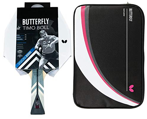 Butterfly Timo Boll Vision 2000 Tischtennisschläger + Tischtennishülle Drive Case 2 | Tischtennisschlägerset | Tischtennis Profi Set
