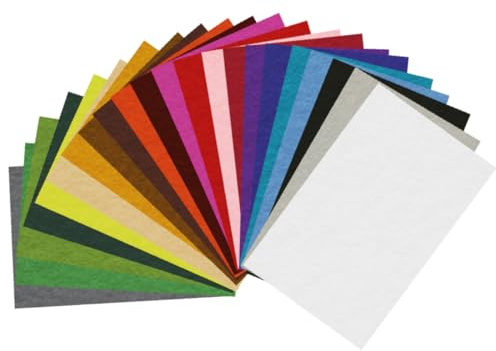 INNSPIRO Set 22 láminas fieltro acrílico surtido colores 20x30cm.x1mm. 160gr./m2 Material muy utilizado para manualidades y decoración