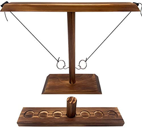 Ring Toss Game, Toss Hook and Ring Game, Holz Tischplatte Hook Ringwurfspiel Kinder, Premium Party Wurfspiele Spiel für Family Bar Fun Indoor/Outdoor Game (40cm)