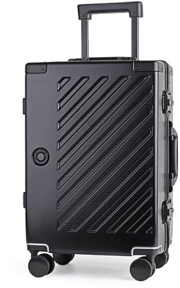 JLY Medium Check-in Suitcase, Aluminium Handle, TSA Locks, Steel Black | Zipperless design, Covestro polycarbonate, matte finish, 4 double spinner wheels, aluminium telescopic handle, foot studs