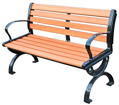 Trädgårdsbänk Parkstolar, gjutna aluminium Korrosionsskyddande trä Parkbänk med armstöd och ryggstöd Dubbelsits uteplats Verandastol Möbler för veranda, park