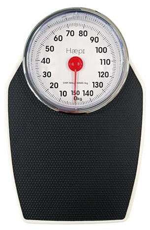 Balance Pèse Personne Mécanique avec Grand Plateau Antidérapant, Aiguille Rouge Facile à Lire, Design Rétro, Capacité 150 kg, Balance Fiable et Précise pour la Salle de Bain