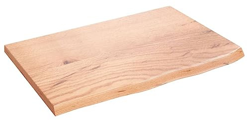 vidaXL Waschtischplatte, Multifunktional Arbeitsplatte mit Naturkante, Waschtischkonsole Tischplatte für Badezimmer, Holzplatte Platte, Hellbraun 60x40x2 cm Massivholz Behandelt