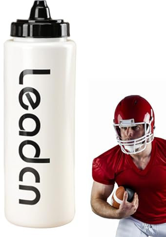 Niktule Squeeze Gym Water Bottle | 33oz Reusable Leakproof, Gym Cold Water Bottle - Easy Open Lid Dishwasher Safe, Goalie, Soccer Sports PE Bottle For Adults And Kids