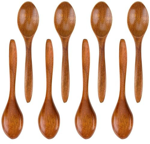 MHDUYEG Cucchiai Legno Confezione 8 Zuppa Piccoli Cucchiai Legno Piccoli Cucchiai Legno Fatti a Mano Cucchiaino tè per Miele Tavola Cucchiaio Portata in Legno Accessori Cucina per Casa, Cucina, Festa