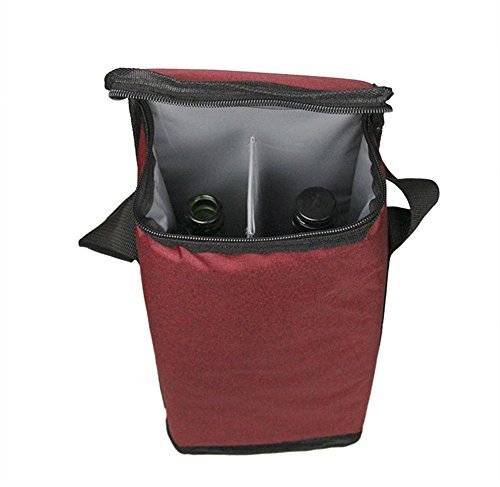 CAMEIRGOU Sac À Vin Isotherme - Sac De Transport Isotherme pour 2 Bouteilles De Vin, Sacs De Glace Bouteille De Vin avec Poignée, Sacs Isotherme Réfrigérants À Bouteille pour Bière, Champagne, Vin