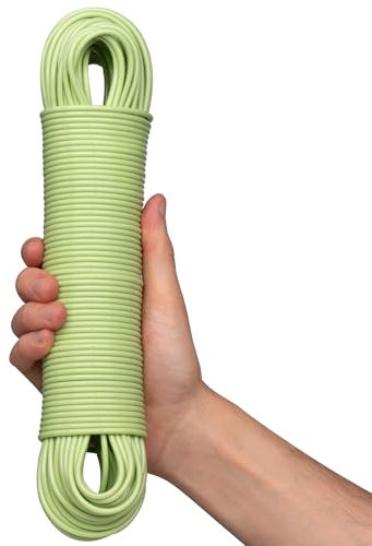 Hardys 50m Washing Line | Clothes Line with Steel Core & PVC Coating | Long Length for Indoor, Outdoor & Camping | Rot, Mould & Weather Resistant | Green