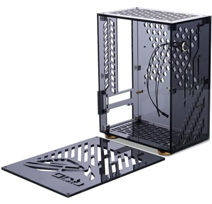 Caja Mini ITX, Caja para Mini PC con Hueco de 6 Lados, Puerta Lateral Transparente, Caja para Juegos de Computadora ITX, Caja para PC de Factor de Forma Pequeño (Black)