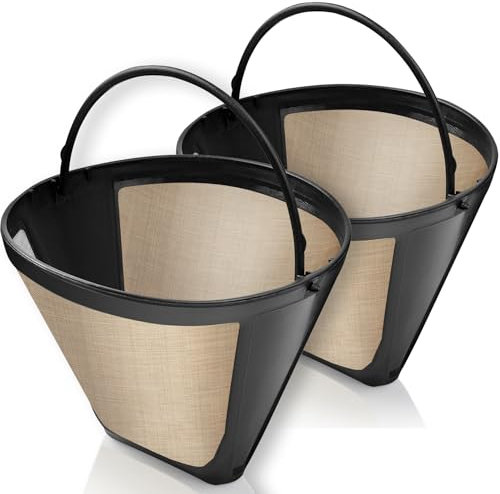 2-Pack #4 Reusable Permanent Cone Coffee Filters - Compatible with Cuisinart 10–14 Cup Brewers (DCC-3200, DCC-1200, DCC-3400) & Ninja Coffee Makers - Stainless Steel Mesh, Dishwasher-Safe by GoodCups