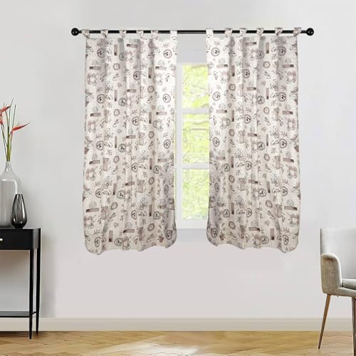 various Cortina Cocina de Estilo Café 90 x 145cm,Tela Opaca Máxima Privacidad para Comedor,50% Algodón 50% Poliester 2 Paneles