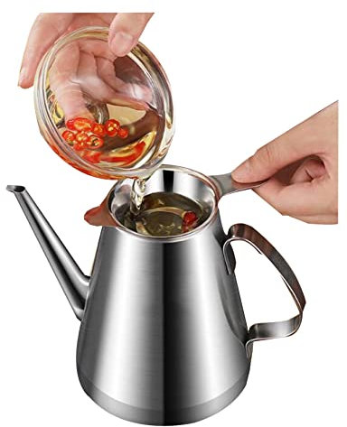 Vasetto separatore di grasso in acciaio inox per sugo di olio, pancetta e grasso con colino, piccolo e grande contenitore per filtro dell'olio da cucina, pentola per filtro olio, barattolo di grasso